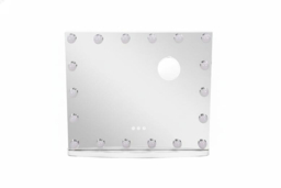 Hollywood Lighted Rectangle LED Metal Makeup Mirror with Touch Controls & Magnifier - thumbnail 5