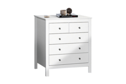 PRICE DROP! White Modern 5-Drawer Chest with Metal Handles - Contemporary Bedroom Storage - thumbnail 1
