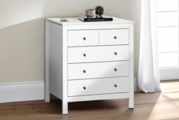 PRICE DROP! White Modern 5-Drawer Chest with Metal Handles - Contemporary Bedroom Storage - thumbnail 4