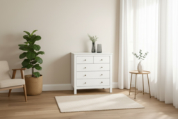 PRICE DROP! White Modern 5-Drawer Chest with Metal Handles - Contemporary Bedroom Storage - thumbnail 7
