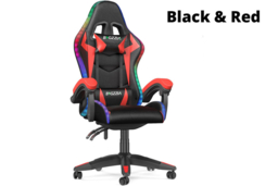 Ergonomic Gaming Chair with LED Lighting Effects, Height Adjustable Backrest with Lumbar & Headrest Support - 5 Colours - thumbnail 7