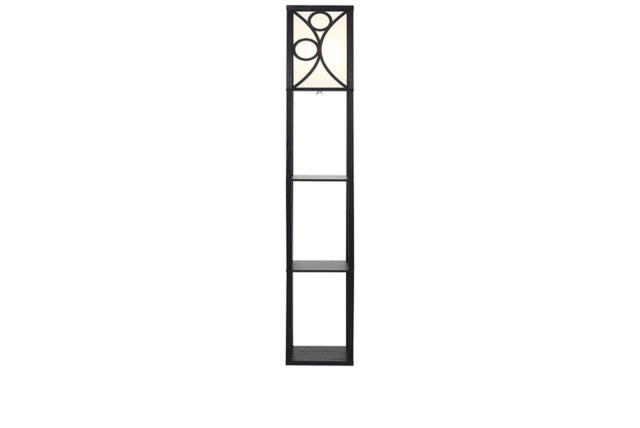 Wooden Floor Lamp with Three Display Shelves and Foot Switch - image 1