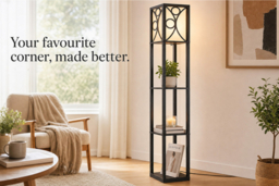Wooden Floor Lamp with Three Display Shelves and Foot Switch - thumbnail 6