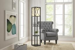 Wooden Floor Lamp with Three Display Shelves and Foot Switch - thumbnail 4
