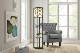 Wooden Floor Lamp with Three Display Shelves and Foot Switch - thumbnail 8
