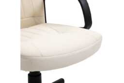 Ergonomic PU Leather Swivel Office Chair - Cream, 150kg Capacity, Adjustable, Modern - thumbnail 4
