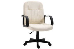 Ergonomic PU Leather Swivel Office Chair - Cream, 150kg Capacity, Adjustable, Modern - thumbnail 7