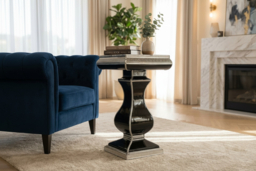 Large Mirrored Crystal Glass End Table - Contemporary Accent, 40x60cm, Space-Saving Living Room Side Table - thumbnail 6