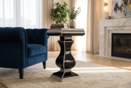 Large Mirrored Crystal Glass End Table - Contemporary Accent, 40x60cm, Space-Saving Living Room Side Table - thumbnail 8