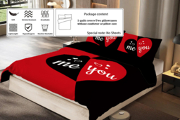 Luxury Microfibre Romantic Duvet Cover Set - Soft, Breathable & Machine Washable - 3 Sizes, 3 Valentine Designs - thumbnail 8