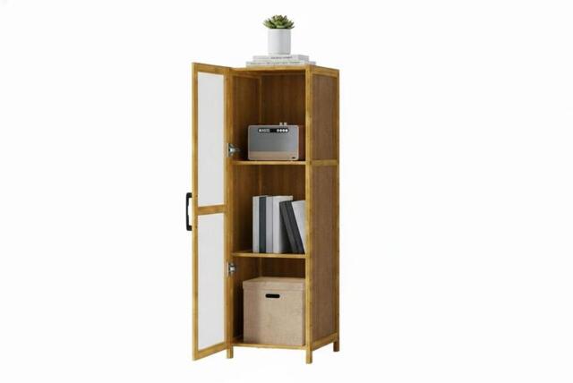 3-Tier Narrow Bookcase Cabinet with Acrylic Dustproof Door - image 1