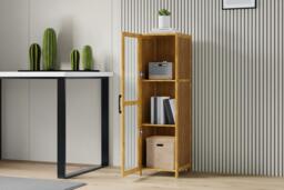 3-Tier Narrow Bookcase Cabinet with Acrylic Dustproof Door - thumbnail 3