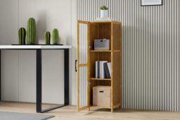 3-Tier Narrow Bookcase Cabinet with Acrylic Dustproof Door - thumbnail 7