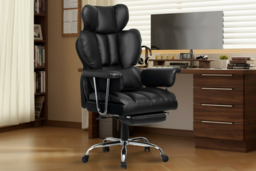 Black Executive Recliner Office Chair with Footrest - thumbnail 6