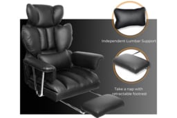 Black Executive Recliner Office Chair with Footrest - thumbnail 7