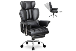 Black Executive Recliner Office Chair with Footrest