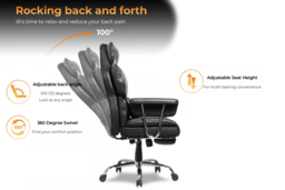 Black Executive Recliner Office Chair with Footrest - thumbnail 4