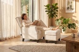 Pushback Reclining Chair Set with Plush Chenille Upholstery - thumbnail 3