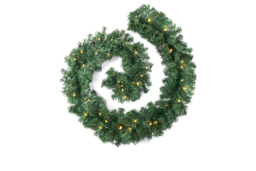 9ft Pre-Lit Green Christmas Garland with 30 Warm White LED Lights - Indoor/Outdoor Festive Decoration