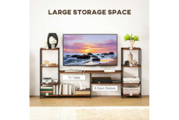 "Industrial TV Stand with Storage - Steel Frame, Rustic Wood, Fits up to 55"" TVs, Modern Farmhouse Style" - thumbnail 8
