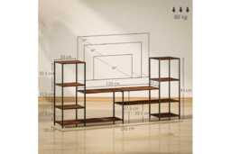 "Industrial TV Stand with Storage - Steel Frame, Rustic Wood, Fits up to 55"" TVs, Modern Farmhouse Style" - thumbnail 3