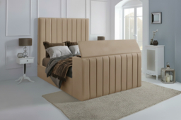 Ottoman TV Bed with Storage, Velvet Upholstery & Headboard - 5 Sizes - thumbnail 6