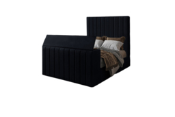 Ottoman TV Bed with Storage, Velvet Upholstery & Headboard - 5 Sizes - thumbnail 3