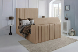 Ottoman TV Bed with Storage, Velvet Upholstery & Headboard - 5 Sizes