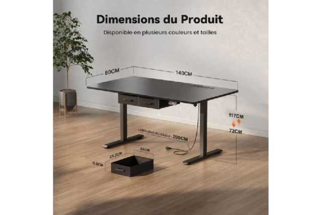EcoFurnix Electric Height Adjustable Desk, Walnut Wood & Alloy Steel, 140x80cm - Modern Sit-Stand Workstation for Living Room - image 1