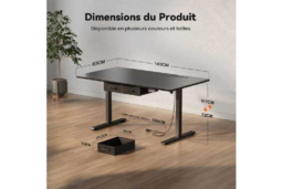 EcoFurnix Electric Height Adjustable Desk, Walnut Wood & Alloy Steel, 140x80cm - Modern Sit-Stand Workstation for Living Room - thumbnail 5
