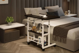 Height-Adjustable Desk with Shelves and 360° Wheels - thumbnail 8