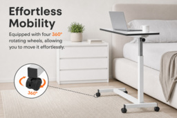 Height-Adjustable Desk with Shelves and 360° Wheels - thumbnail 3