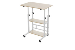 Height-Adjustable Desk with Shelves and 360° Wheels - thumbnail 1