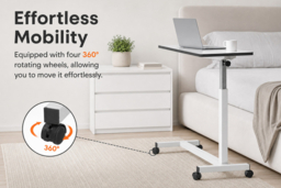 Height-Adjustable Desk with Shelves and 360° Wheels - thumbnail 7