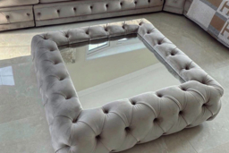 Grey Velvet Chesterfield Glass Top Coffee Table - Luxury Living Room Centrepiece, 60cm Or 90cm! - thumbnail 8