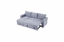 PRICE DROP! Versatile 3-Seater Upholstered Corner Sofa Bed with Storage, Grey