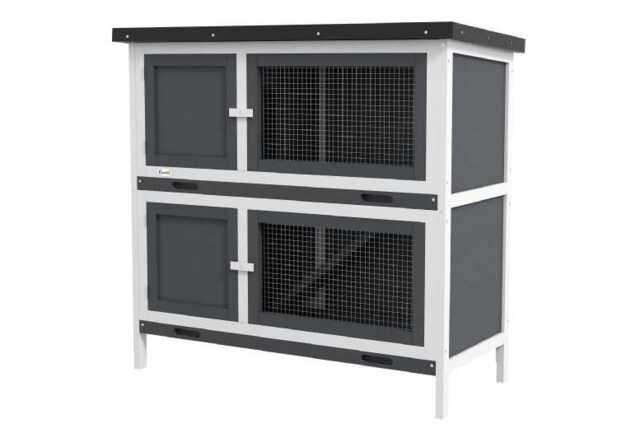 2-Tier Rabbit Hutch for Small Pets - Outdoor Weatherproof Easy Clean Cage, 100×47×91cm - image 1