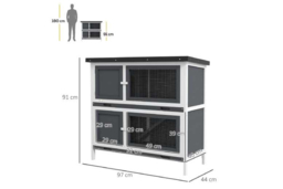 2-Tier Rabbit Hutch for Small Pets - Outdoor Weatherproof Easy Clean Cage, 100×47×91cm - thumbnail 7