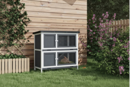 2-Tier Rabbit Hutch for Small Pets - Outdoor Weatherproof Easy Clean Cage, 100×47×91cm - thumbnail 6