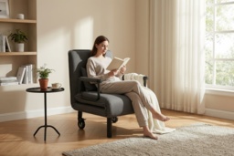 3-in-1 Grey Linen Convertible Sofa Bed with Pillow - Compact Seat, Recliner & Armchair - thumbnail 2