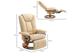 Faux Leather Ergonomic Swivel Recliner Chair - Adjustable Armchair, 150kg Capacity, Modern Home Seating - thumbnail 7