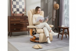 Faux Leather Ergonomic Swivel Recliner Chair - Adjustable Armchair, 150kg Capacity, Modern Home Seating - thumbnail 2