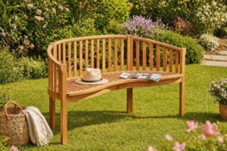 Acacia Wood 3-Seater Weather-Resistant Banana Garden Bench