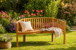 Acacia Wood 3-Seater Weather-Resistant Banana Garden Bench - thumbnail 7