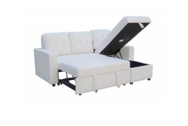 Velvet 3-Seater Reversible Corner Sofa Bed with Storage - Modern Upholstered Sofa - image 1