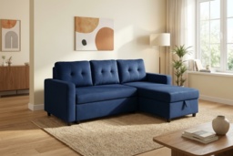 Velvet 3-Seater Reversible Corner Sofa Bed with Storage - Modern Upholstered Sofa - thumbnail 2
