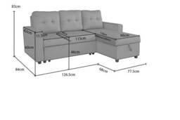 Velvet 3-Seater Reversible Corner Sofa Bed with Storage - Modern Upholstered Sofa - thumbnail 3