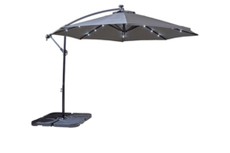 Grey 3M LED Solar Waterproof Parasol & Base - thumbnail 6