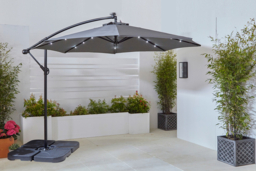 Grey 3M LED Solar Waterproof Parasol & Base - thumbnail 7