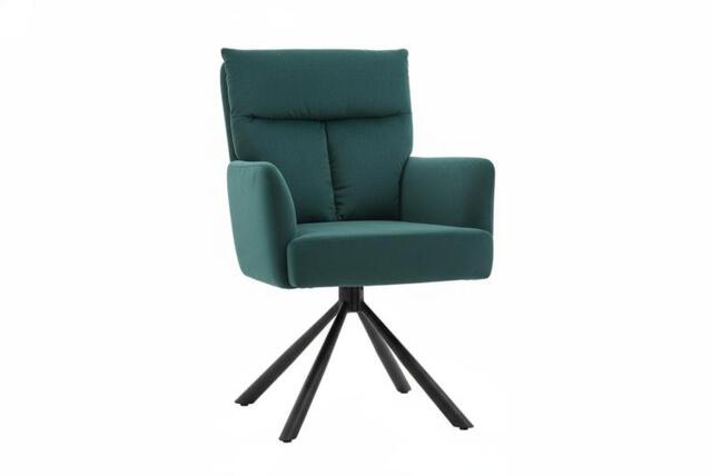 Contemporary Upholstered Swivel Armchair with Black Legs - image 1